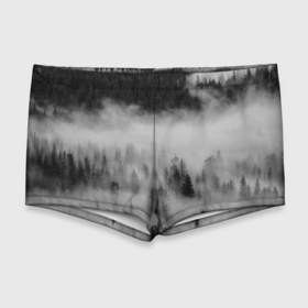 Мужские купальные плавки 3D с принтом ТУМАННЫЙ ЛЕС | FOREST в Новосибирске, Полиэстер 85%, Спандекс 15% |  | Тематика изображения на принте: forest | деревья | дым | лес | мрачный лес | природа | туман
