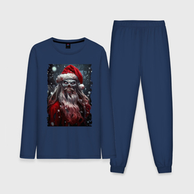 Мужская пижама хлопок (с лонгсливом) с принтом Дед Мороз   зомби в Тюмени,  |  | holiday | jaw | muzzle | new year | santa klaus | snow | teeth | zombie | дед мороз | зомби | зубы | новый год | пасть | праздник | снег