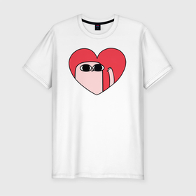 Мужская футболка хлопок Slim с принтом ketnipz сердце в Курске, 92% хлопок, 8% лайкра | приталенный силуэт, круглый вырез ворота, длина до линии бедра, короткий рукав | bean | bean ketnipz | heart | ketnipz | ketnipz heart | ketnipz mountain | ketnipz сердце | meme | memes | mountain | мем | мемы | сердце | фасолька | фасолька кетнипз