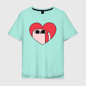 Мужская футболка хлопок Oversize с принтом ketnipz сердце в Санкт-Петербурге, 100% хлопок | свободный крой, круглый ворот, “спинка” длиннее передней части | Тематика изображения на принте: bean | bean ketnipz | heart | ketnipz | ketnipz heart | ketnipz mountain | ketnipz сердце | meme | memes | mountain | мем | мемы | сердце | фасолька | фасолька кетнипз