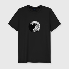 Мужская футболка хлопок Slim с принтом Fangs Wolf в Тюмени, 92% хлопок, 8% лайкра | приталенный силуэт, круглый вырез ворота, длина до линии бедра, короткий рукав | Тематика изображения на принте: агрессия | волк | зверь | клыки | опасность | хищник