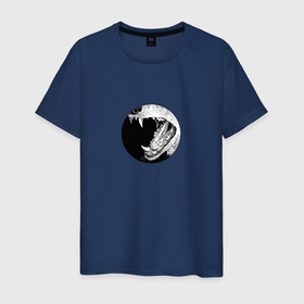 Мужская футболка хлопок с принтом Fangs Wolf в Белгороде, 100% хлопок | прямой крой, круглый вырез горловины, длина до линии бедер, слегка спущенное плечо. | агрессия | волк | зверь | клыки | опасность | хищник