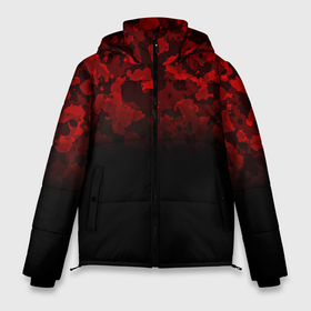 Мужская зимняя куртка 3D с принтом BLACK RED CAMO | RED MILLITARY в Новосибирске, верх — 100% полиэстер; подкладка — 100% полиэстер; утеплитель — 100% полиэстер | длина ниже бедра, свободный силуэт Оверсайз. Есть воротник-стойка, отстегивающийся капюшон и ветрозащитная планка. 

Боковые карманы с листочкой на кнопках и внутренний карман на молнии. | abstract | camo | camouflage | geometry | geometry stripes | military | texture | абстракция | геометрические полосы | геометрия | камо | камуфляж | милитари | текстура