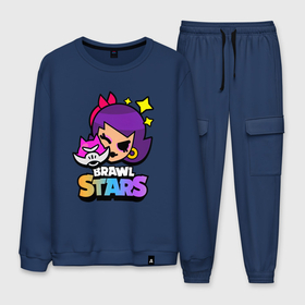 Мужской костюм хлопок с принтом ЛОЛА BRAWLSTARS в городе Новоалтайск, 100% хлопок | на свитшоте круглая горловина, мягкая резинка по низу. Брюки заужены к низу, на них два вида карманов: два “обычных” по бокам и два объемных, с клапанами, расположенные ниже линии бедра. Брюки с мягкой трикотажной резинкой на поясе и по низу штанин. В поясе для дополнительного комфорта — широкие завязки | brawl | brawl stars | brawlstars | lola | бравл | бравлстарс | лола | лоли | разрушитель
