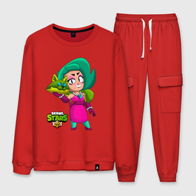 Мужской костюм хлопок с принтом LOLA BRAWLSTARS в городе Новоалтайск, 100% хлопок | на свитшоте круглая горловина, мягкая резинка по низу. Брюки заужены к низу, на них два вида карманов: два “обычных” по бокам и два объемных, с клапанами, расположенные ниже линии бедра. Брюки с мягкой трикотажной резинкой на поясе и по низу штанин. В поясе для дополнительного комфорта — широкие завязки | brawl | brawl stars | brawlstars | lola | бравл | бравлстарс | лола | лоли | разрушитель