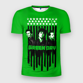 Мужская футболка 3D Slim с принтом Green day is here в Курске, 100% полиэстер с улучшенными характеристиками | приталенный силуэт, круглая горловина, широкие плечи, сужается к линии бедра | alternative | green day | greenday | music | punk | punkrock | rock | альтернатива | грин дэй | гриндэй | музыка | панк | панкрок | рок