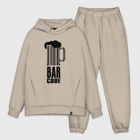 Мужской костюм хлопок OVERSIZE с принтом Пиво с Бар Кодом в Рязани,  |  | alcohol | beer | beers | bier | бар | бар код | штрих код