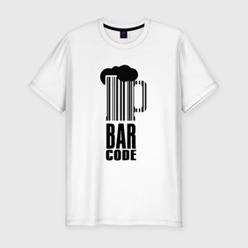 Мужская футболка хлопок Slim с принтом Пиво с Бар Кодом в Екатеринбурге, 92% хлопок, 8% лайкра | приталенный силуэт, круглый вырез ворота, длина до линии бедра, короткий рукав | alcohol | beer | beers | bier | бар | бар код | штрих код