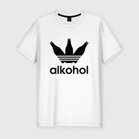 Мужская футболка хлопок Slim с принтом Alcohol в виде Adidas в Екатеринбурге, 92% хлопок, 8% лайкра | приталенный силуэт, круглый вырез ворота, длина до линии бедра, короткий рукав | adidas | alcohol | beer | beers | bier | бар