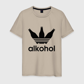 Мужская футболка хлопок с принтом Alcohol в виде Adidas в Екатеринбурге, 100% хлопок | прямой крой, круглый вырез горловины, длина до линии бедер, слегка спущенное плечо. | adidas | alcohol | beer | beers | bier | бар