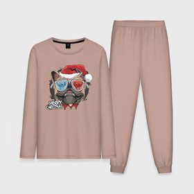 Мужская пижама хлопок (с лонгсливом) с принтом Christmas Dog в Курске,  |  | art | christmas | dog | new year | pug | santa hat | арт | мопс | новый год | пес | рождество | собака | шапка санты