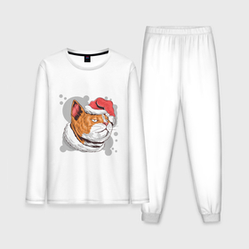 Мужская пижама с лонгсливом хлопок с принтом Christmas cat в Курске,  |  | art | cat | christmas | kitty | new year | santa hat | арт | кот | котик | кошка | новый год | рождество | шапка санты