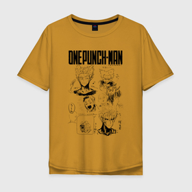 Мужская футболка хлопок Oversize с принтом Переживание Геноса One Punch Man в Санкт-Петербурге, 100% хлопок | свободный крой, круглый ворот, “спинка” длиннее передней части | genos | genoсide | hagemanto | jenosu | one punch man | one punchman | onepunchman | oni saibogu | saitama | sensei | аниме | ван панч мен | ванпанчмен | генос | кибердемон | кибернетическое тело | лысый плащ | манга | сайтама | сильнейший человек