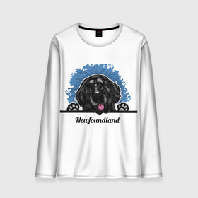 Мужской лонгслив 3D с принтом Ньюфаундленд (Newfoundland) в Белгороде, 100% полиэстер | длинные рукава, круглый вырез горловины, полуприлегающий силуэт | animal | diver dog | dog | newfoundland dog | год собаки | друг человека | животное | зверь | кинолог | ньюфаундленд | пёс | порода собак | собака | собака водолаз | собака ньюфаундленд | собаковод | щенок