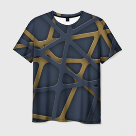 Мужская футболка 3D с принтом 3Д абстракция в Новосибирске, 100% полиэфир | прямой крой, круглый вырез горловины, длина до линии бедер | 3д | 3д абстракция | линии | многоугольник | паутина | сетка | треугольники