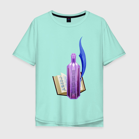 Мужская футболка хлопок Oversize с принтом Миры в стекле   Магическая библиотека в Санкт-Петербурге, 100% хлопок | свободный крой, круглый ворот, “спинка” длиннее передней части | fantasy | magic | potions | библиотека | зелья | игра | книга | книги | магия | подарок | фентези