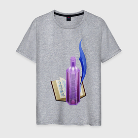 Мужская футболка хлопок с принтом Миры в стекле   Магическая библиотека , 100% хлопок | прямой крой, круглый вырез горловины, длина до линии бедер, слегка спущенное плечо. | fantasy | magic | potions | библиотека | зелья | игра | книга | книги | магия | подарок | фентези