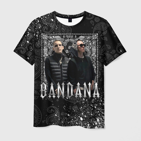 Мужская футболка 3D с принтом BANDANA 1 в Новосибирске, 100% полиэфир | прямой крой, круглый вырез горловины, длина до линии бедер | bandana | bbt | big baby tape | kizaru | rap | trap | бандана | ббт | биг бейби тейп | кизару | реп | треп