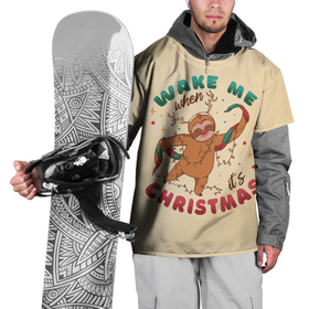 Накидка на куртку 3D с принтом Новогодний ленивец в Белгороде, 100% полиэстер |  | Тематика изображения на принте: 2022 | christmas | new year | животные | звери | зверюшки | кавай | милота | милый | нг | новогодний | новый год | рождество