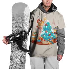 Накидка на куртку 3D с принтом Зверята празднуют новый год в Кировске, 100% полиэстер |  | 2022 | christmas | new year | животные | звери | зверюшки | кавай | милота | милый | нг | новогодний | новый год | рождество