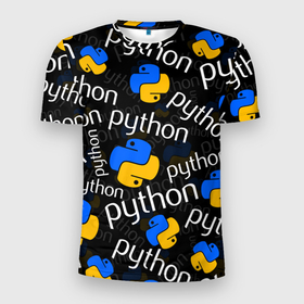 Мужская футболка 3D Slim с принтом PYTHON   ПАЙТОН   ПИТОН   УЗОР в Екатеринбурге, 100% полиэстер с улучшенными характеристиками | приталенный силуэт, круглая горловина, широкие плечи, сужается к линии бедра | big data | hacker | it | pattern | python | snake | айти | база данных | взлом | змея | искусственный интелект | кодер | нейросети | пайтон | питон | прогер | программирование | программист | разработчик | узор | хакер