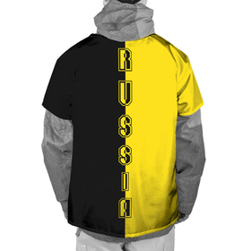Накидка на куртку 3D с принтом Россия черно желтое RUSSIA - BORUSSIA в Курске, 100% полиэстер |  | боруссия | желтое | патриот | россия | черное