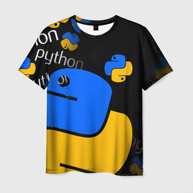 Мужская футболка 3D с принтом PYTHON   ПАЙТОН   ПИТОН в Екатеринбурге, 100% полиэфир | прямой крой, круглый вырез горловины, длина до линии бедер | big data | hacker | it | python | snake | айти | база данных | взлом | змея | искусственный интелект | кодер | нейросети | пайтон | питон | прогер | программирование | программист | разработчик | хакер