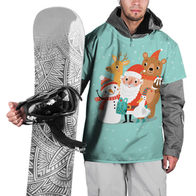 Накидка на куртку 3D с принтом Звери и Дед Мороз в Белгороде, 100% полиэстер |  | Тематика изображения на принте: 2022 | christmas | new year | животные | звери | зверюшки | кавай | милота | милый | нг | новогодний | новый год | рождество