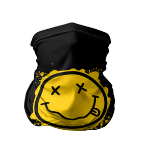 Бандана-труба 3D с принтом NIRVANA LOGO SMILE, БРЫЗГИ КРАСОК в Белгороде, 100% полиэстер, ткань с особыми свойствами — Activecool | плотность 150‒180 г/м2; хорошо тянется, но сохраняет форму | band | cobain | face | kurt | logo | music | nirvana | rock | rocknroll | группа | кобейн | курт | лого | логотип | музыка | музыкальная | нирвана | рожица | рок | рокнролл | символ