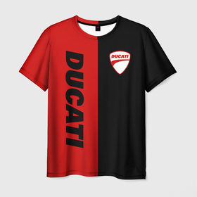 Мужская футболка 3D с принтом DUCATI BLACK RED BACKGROUND в Новосибирске, 100% полиэфир | прямой крой, круглый вырез горловины, длина до линии бедер | ducati | italy | moto | motocycle | racing | sport | дукати | италия | мото | мотоспорт | мотоцикл | рейсинг | спорт