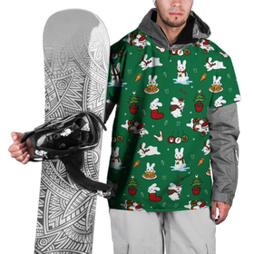 Накидка на куртку 3D с принтом Новогодний паттерн с зайчиками в Курске, 100% полиэстер |  | Тематика изображения на принте: 2022 | christmas | new year | животные | зайчик | заяц | звери | зверюшки | кавай | милота | милый | нг | новогодний | новый год | паттерн | рождество