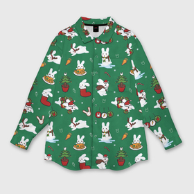 Мужская рубашка oversize 3D с принтом Новогодний паттерн с зайчиками в Санкт-Петербурге,  |  | 2022 | christmas | new year | животные | зайчик | заяц | звери | зверюшки | кавай | милота | милый | нг | новогодний | новый год | паттерн | рождество