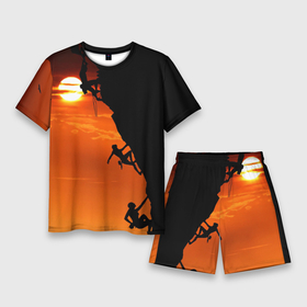 Мужской костюм с шортами 3D с принтом СКАЛОЛАЗЫ В ЗАКАТЕ ,  |  | Тематика изображения на принте: mounting | shadow | sun | альпинизм | горы | закат | природа | скалолаз | солнце | спорт | тень