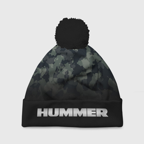 Шапка 3D c помпоном с принтом HUMMER HEAD в Тюмени, 100% полиэстер | универсальный размер, печать по всей поверхности изделия | 