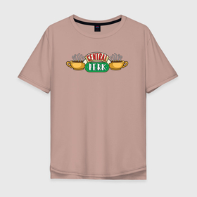 Мужская футболка хлопок Oversize с принтом Кафе central perk в Белгороде, 100% хлопок | свободный крой, круглый ворот, “спинка” длиннее передней части | кафе | кофе | надпись | чай | чашки