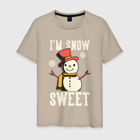 Мужская футболка хлопок с принтом Snowman в Петрозаводске, 100% хлопок | прямой крой, круглый вырез горловины, длина до линии бедер, слегка спущенное плечо. | art | christmas | hat | new year | snow | snowman | winter | арт | зима | новый год | рождество | снег | снеговик | шляпа
