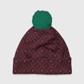 Шапка 3D c помпоном с принтом Knitted Texture в Екатеринбурге, 100% полиэстер | универсальный размер, печать по всей поверхности изделия | background | knitted pattern | pattern | texture | вязаный узор | текстура | узор | фон