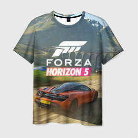 Мужская футболка 3D с принтом Forza Horizon 5,  игра в Петрозаводске, 100% полиэфир | прямой крой, круглый вырез горловины, длина до линии бедер | forza | forza horizon 5 | horizon | гонка | гонки | гоночный | игра | симулятор | форза | форза хорайзен | форса | хорайзон