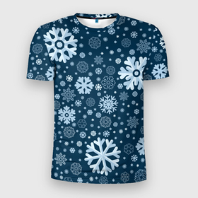 Мужская футболка 3D спортивная с принтом Новогодние снежинки, новый год , 100% полиэстер с улучшенными характеристиками | приталенный силуэт, круглая горловина, широкие плечи, сужается к линии бедра | 2021 | 2022 | christmas | merry | merry christmas | new year | snow | sweater | ugly christmas | winter | year of the tiger | год тигра | зима | новогодний | новогодняя | новый год | рождественский | рождественский свитер | рождество | свитер | 
