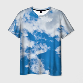 Мужская футболка 3D с принтом Голубе небо в Тюмени, 100% полиэфир | прямой крой, круглый вырез горловины, длина до линии бедер | белые облака | бл хмари | блакитне | блакитне небо | голубое | голубое небо | небо | облака | хмари