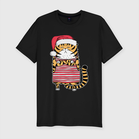 Мужская футболка хлопок Slim с принтом Недовольный повар   тигр в Курске, 92% хлопок, 8% лайкра | приталенный силуэт, круглый вырез ворота, длина до линии бедра, короткий рукав | 2022 | год тигра | новый год | новый год 2022 | символ года | тигр | тигренок | тигрица | тигры