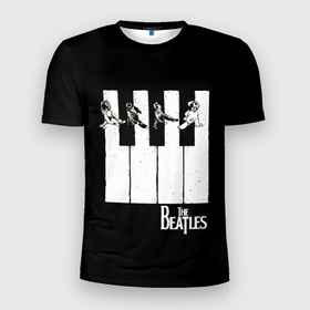 Мужская футболка 3D Slim с принтом THE BEATLES ЗНАМЕНИТАЯ КАРТИНКА в Новосибирске, 100% полиэстер с улучшенными характеристиками | приталенный силуэт, круглая горловина, широкие плечи, сужается к линии бедра | beatles | ionрок | rock | the beatles | битлз | битлс | битлы