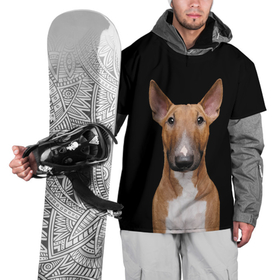 Накидка на куртку 3D с принтом Строгий смелый взгляд в Санкт-Петербурге, 100% полиэстер |  | Тематика изображения на принте: bull terrier | dog | ears | eyes | muzzle | view | бультерьер | взгляд | глаза | пёс | собака | уши