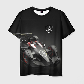 Мужская футболка 3D с принтом Lamborghini F1 , 100% полиэфир | прямой крой, круглый вырез горловины, длина до линии бедер | bolid | car | f1 | lamborghini | motorsport | power | prestige | автомобиль | болид | италия | ламборгини | мощь | престиж