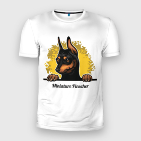 Мужская футболка 3D Slim с принтом Мини Пинчер , 100% полиэстер с улучшенными характеристиками | приталенный силуэт, круглая горловина, широкие плечи, сужается к линии бедра | animal | dog | german pinscher | min pi | miniature pinscher | pinscher | год собаки | друг человека | животное | зверь | кинолог | мин пин | миниатюрный пинчер | немецкий пинчер | пёс | пинчер | порода собак | собака