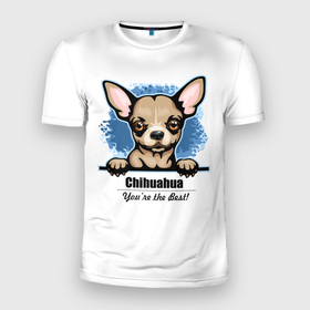 Мужская футболка 3D Slim с принтом Собачка Чихуахуа в Белгороде, 100% полиэстер с улучшенными характеристиками | приталенный силуэт, круглая горловина, широкие плечи, сужается к линии бедра | animal | chihuahua | dog | год собаки | друг человека | животное | зверь | карликовая собачка | карманная собачка | кинолог | маленькая собака | пёс | пёсик | собака чихуахуа | собаковод | четвероногий