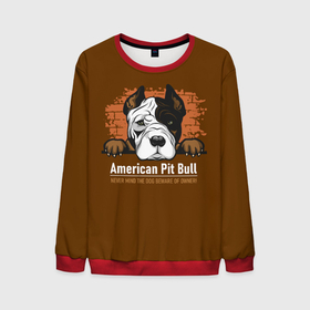 Мужской свитшот 3D с принтом Американский Питбультерьер (Pit Bull Terrier) в Тюмени, 100% полиэстер с мягким внутренним слоем | круглый вырез горловины, мягкая резинка на манжетах и поясе, свободная посадка по фигуре | american pit bull terrier | boxer | bulldog | fighting dog | pit bull | американский питбультерьер | бойцовская собака | бойцовский пес | боксер | бульдог | волкодав | друг человека | кинолог | пес | питбуль | питбультерьер
