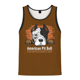 Мужская майка 3D с принтом Американский Питбультерьер (Pit Bull Terrier) в Санкт-Петербурге, 100% полиэстер | круглая горловина, приталенный силуэт, длина до линии бедра. Пройма и горловина окантованы тонкой бейкой | Тематика изображения на принте: american pit bull terrier | boxer | bulldog | fighting dog | pit bull | американский питбультерьер | бойцовская собака | бойцовский пес | боксер | бульдог | волкодав | друг человека | кинолог | пес | питбуль | питбультерьер