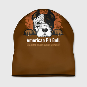 Шапка 3D с принтом Американский Питбультерьер (Pit Bull Terrier) в Петрозаводске, 100% полиэстер | универсальный размер, печать по всей поверхности изделия | Тематика изображения на принте: american pit bull terrier | boxer | bulldog | fighting dog | pit bull | американский питбультерьер | бойцовская собака | бойцовский пес | боксер | бульдог | волкодав | друг человека | кинолог | пес | питбуль | питбультерьер