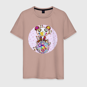 Мужская футболка хлопок с принтом A Panda Family Against the Blue Sky в Белгороде, 100% хлопок | прямой крой, круглый вырез горловины, длина до линии бедер, слегка спущенное плечо. | cute | murakami | panda | pop art | takashi murakami | милая панда | мураками | панда | ромашки | такаси мураками | такаши мураками | цветы